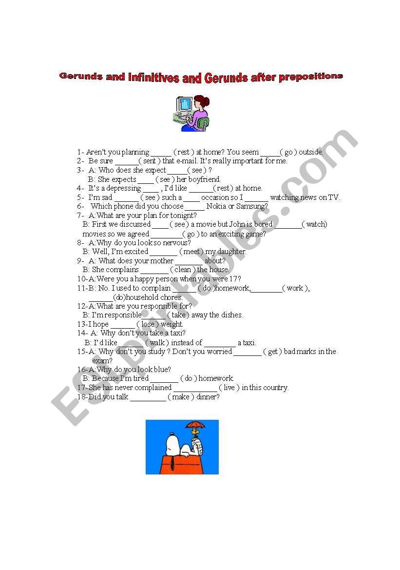 gerunds and Infinitives worksheet