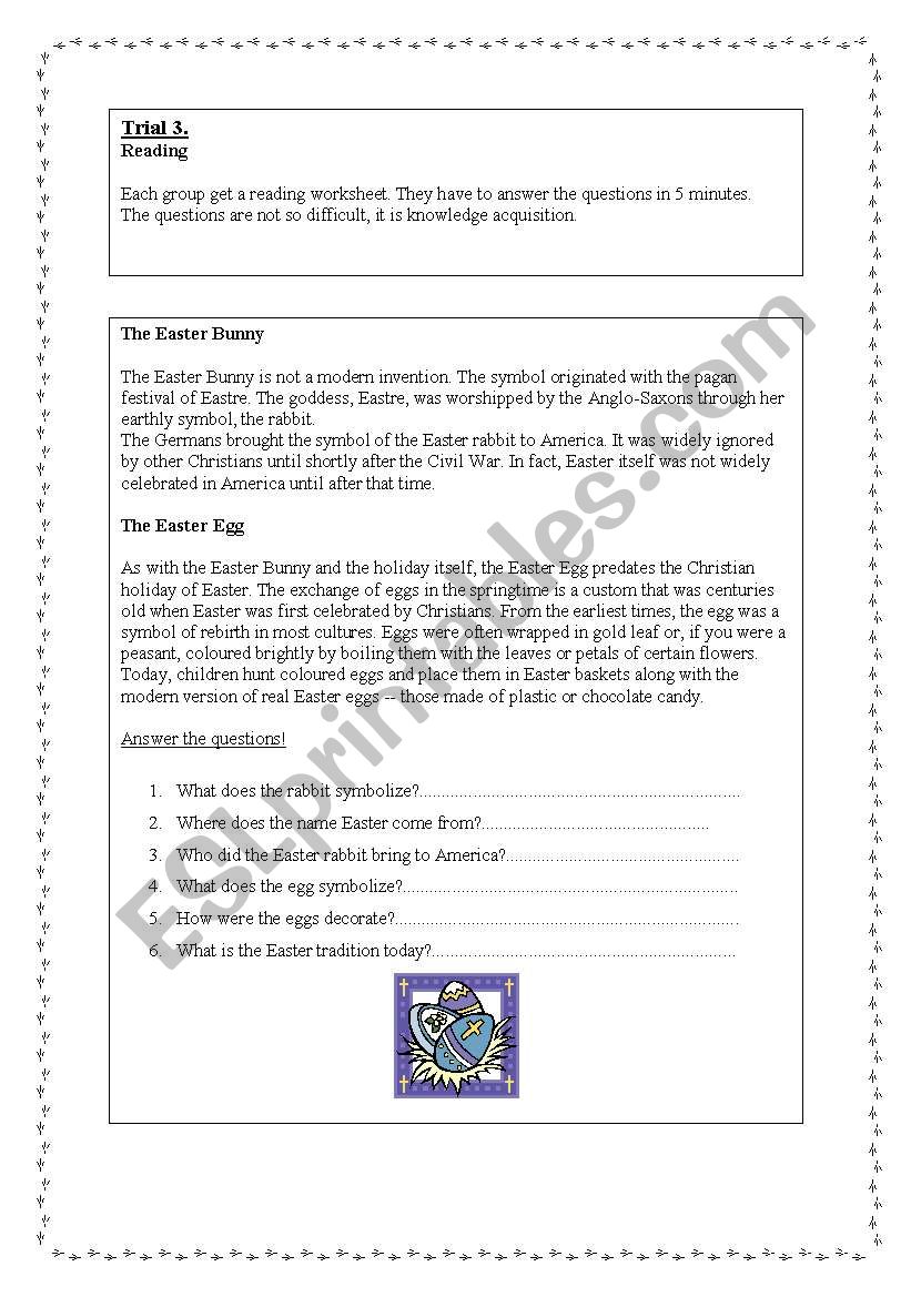 Easter Trial - part two worksheet