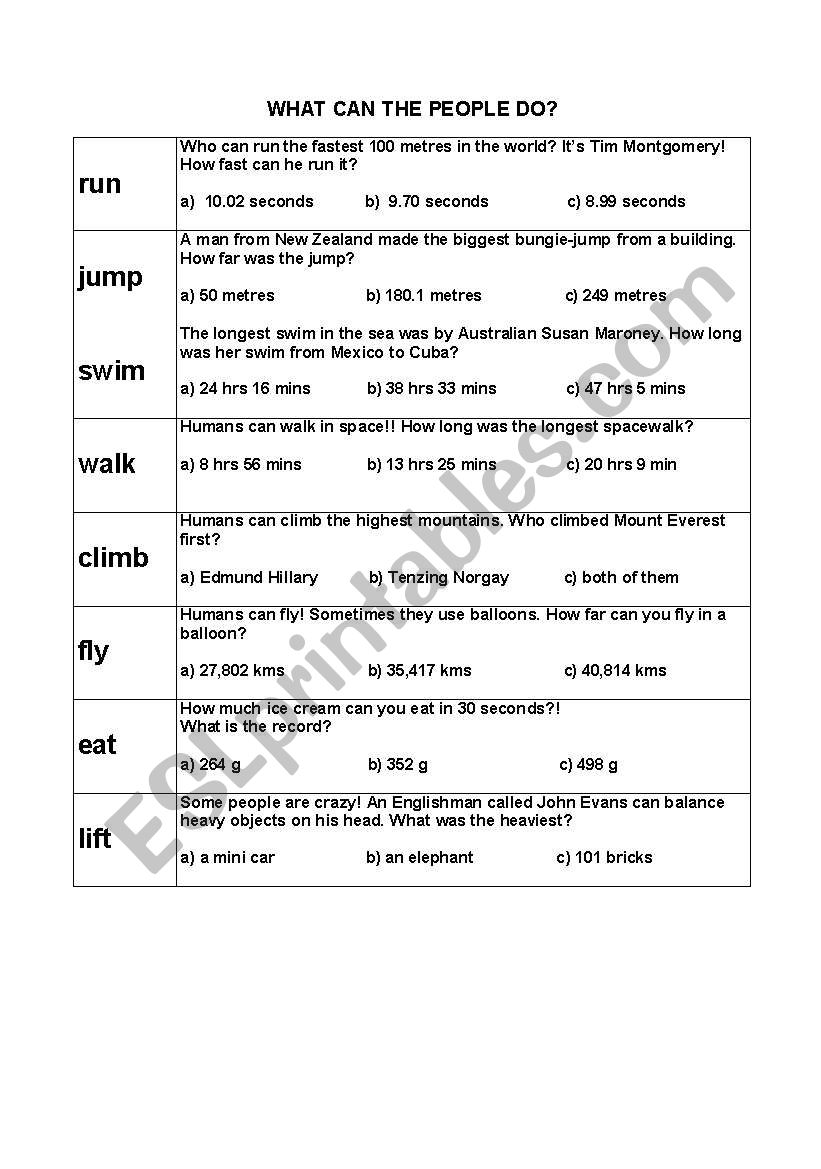 What can people do? worksheet