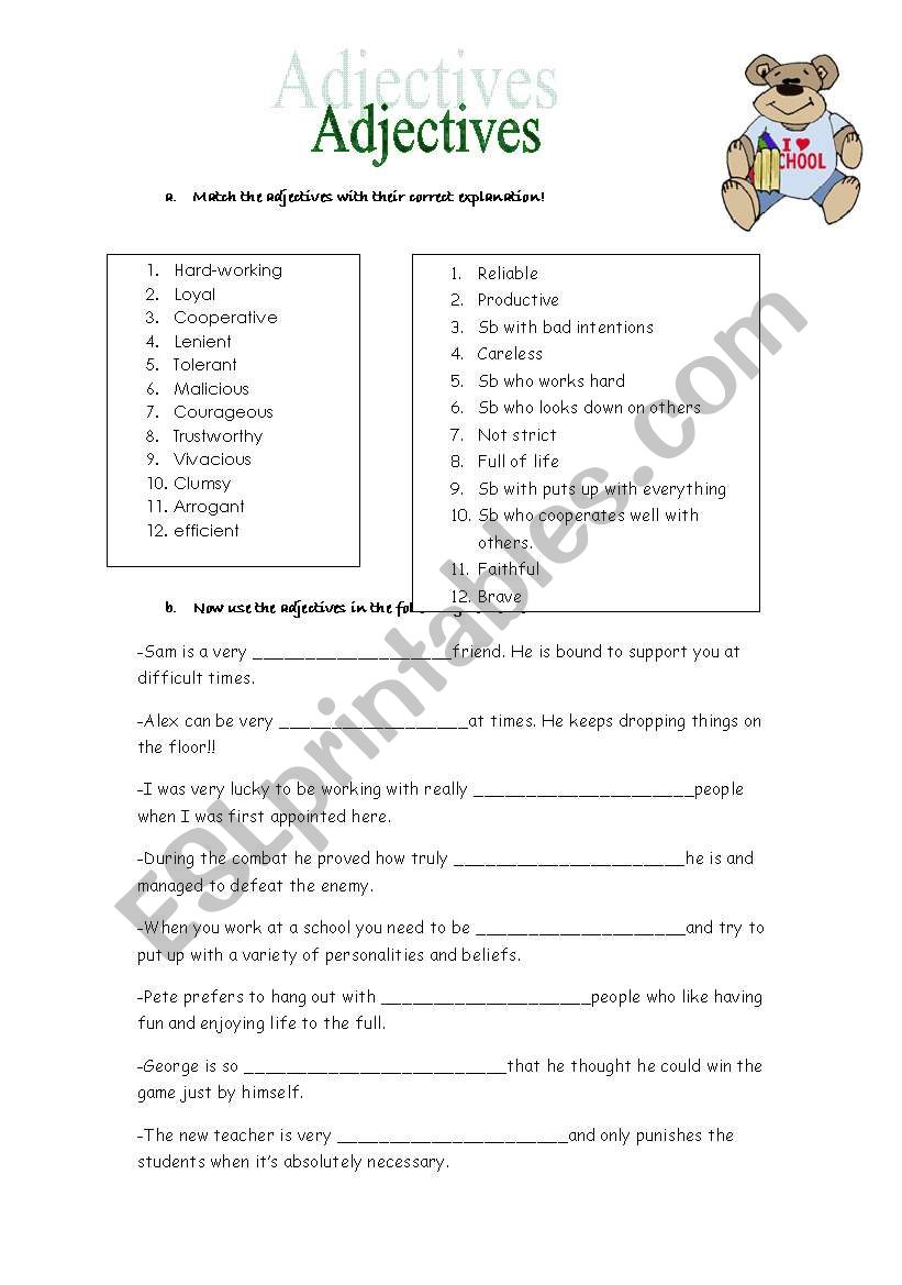 adjectives worksheet