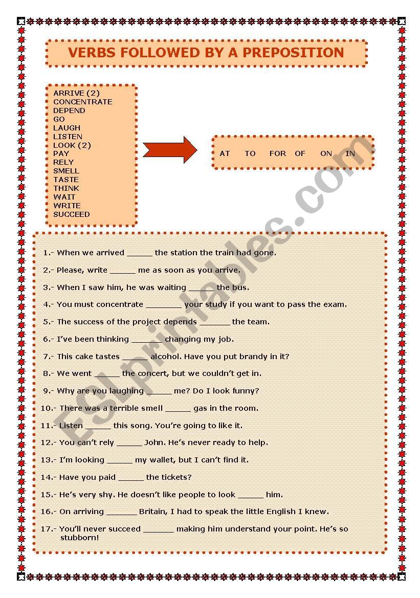 Verbs followed by a preposition