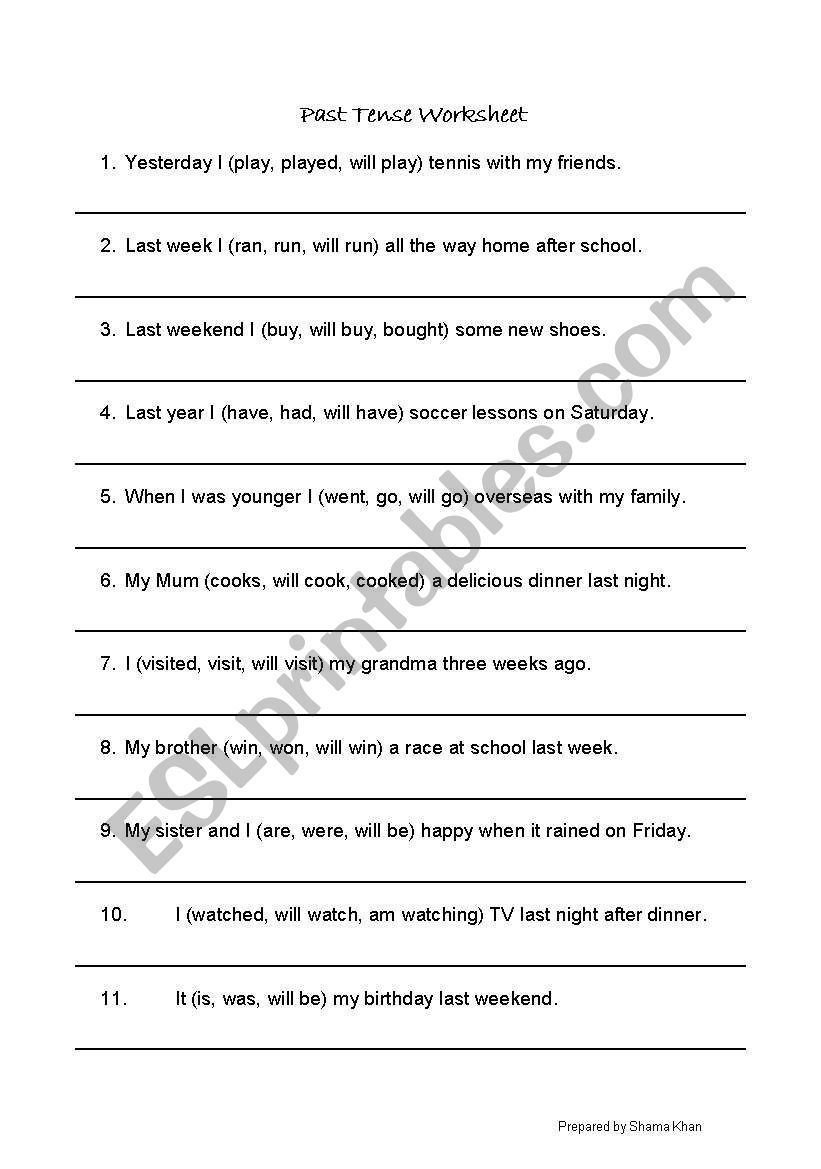Past and present tense practice