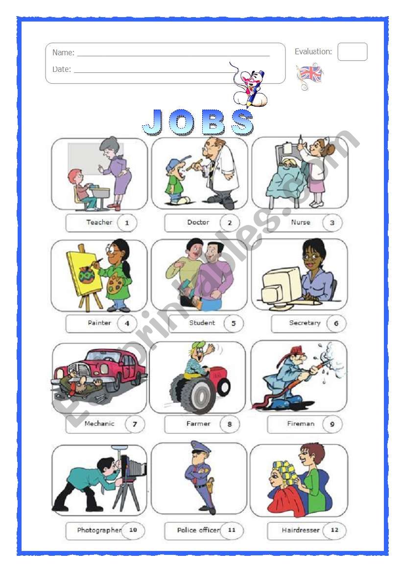Jobs (2 pages) worksheet