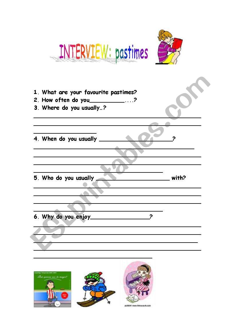 PASTIMES worksheet