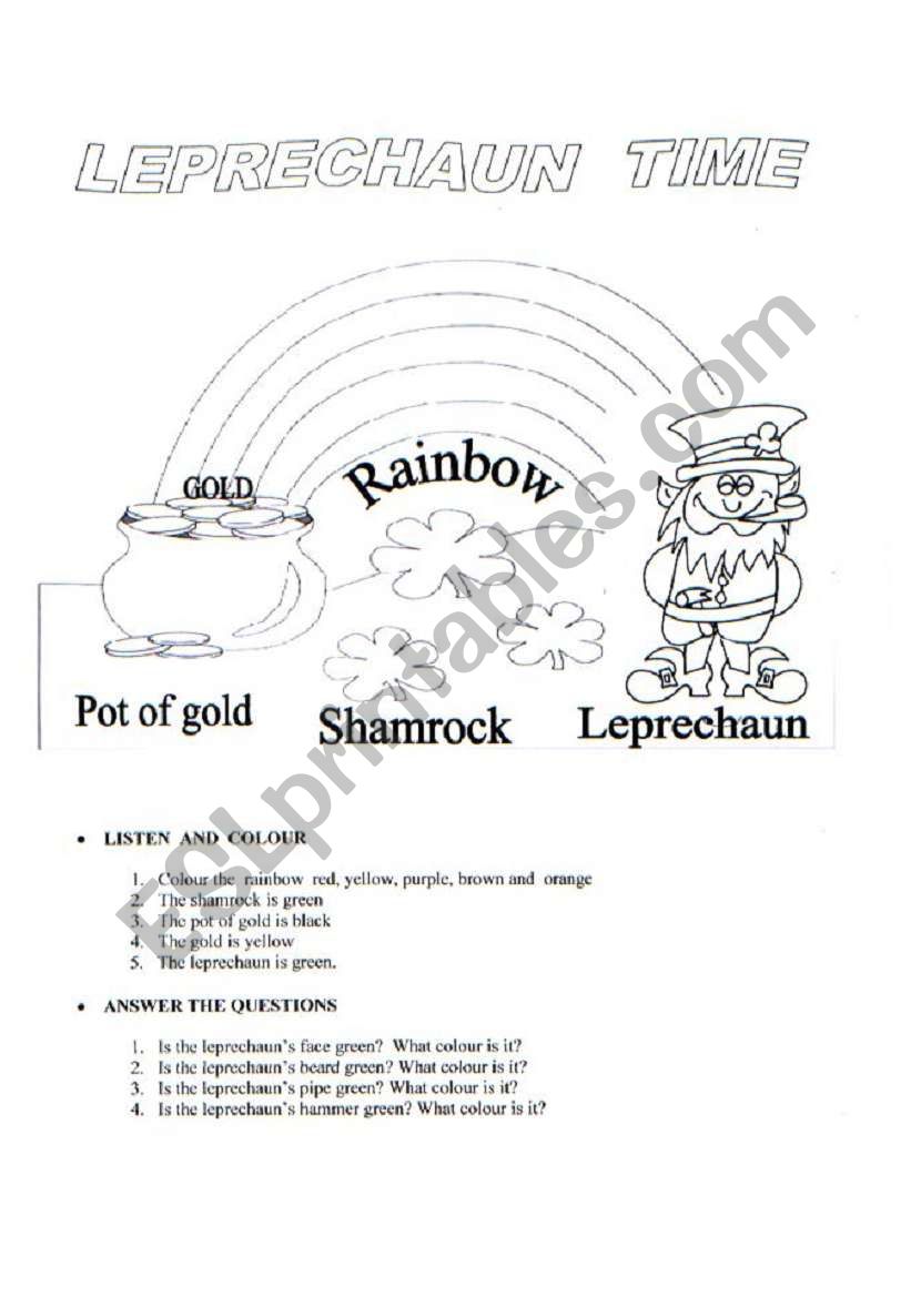 Leprechaun Time worksheet