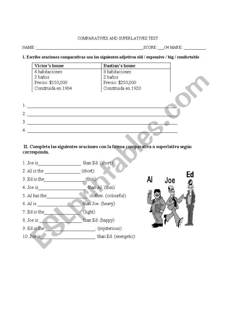 comparatives and superlatives worksheet