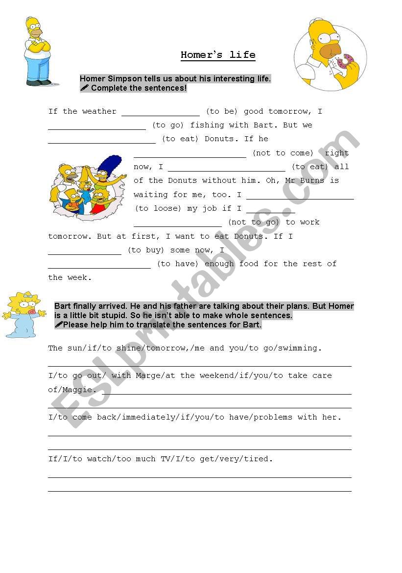 If-Clauses Type 1- Simpsons worksheet