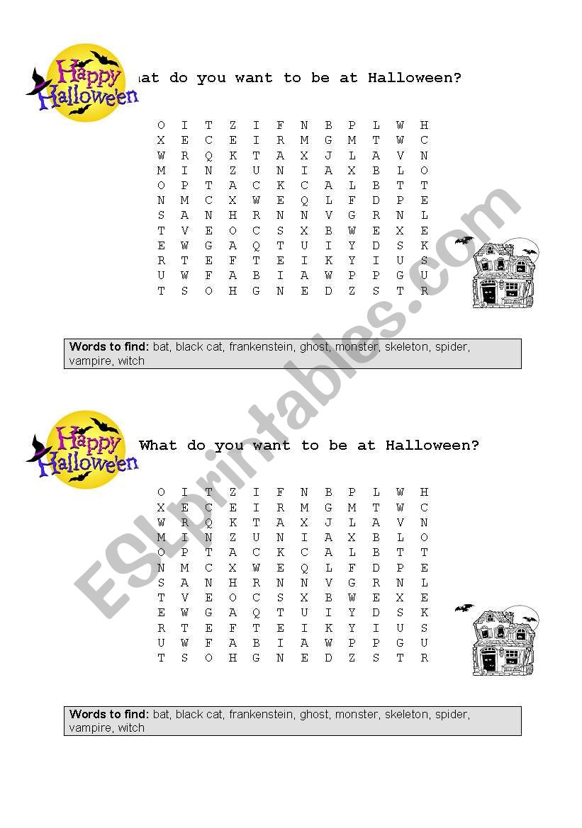 Halloween Word Search worksheet