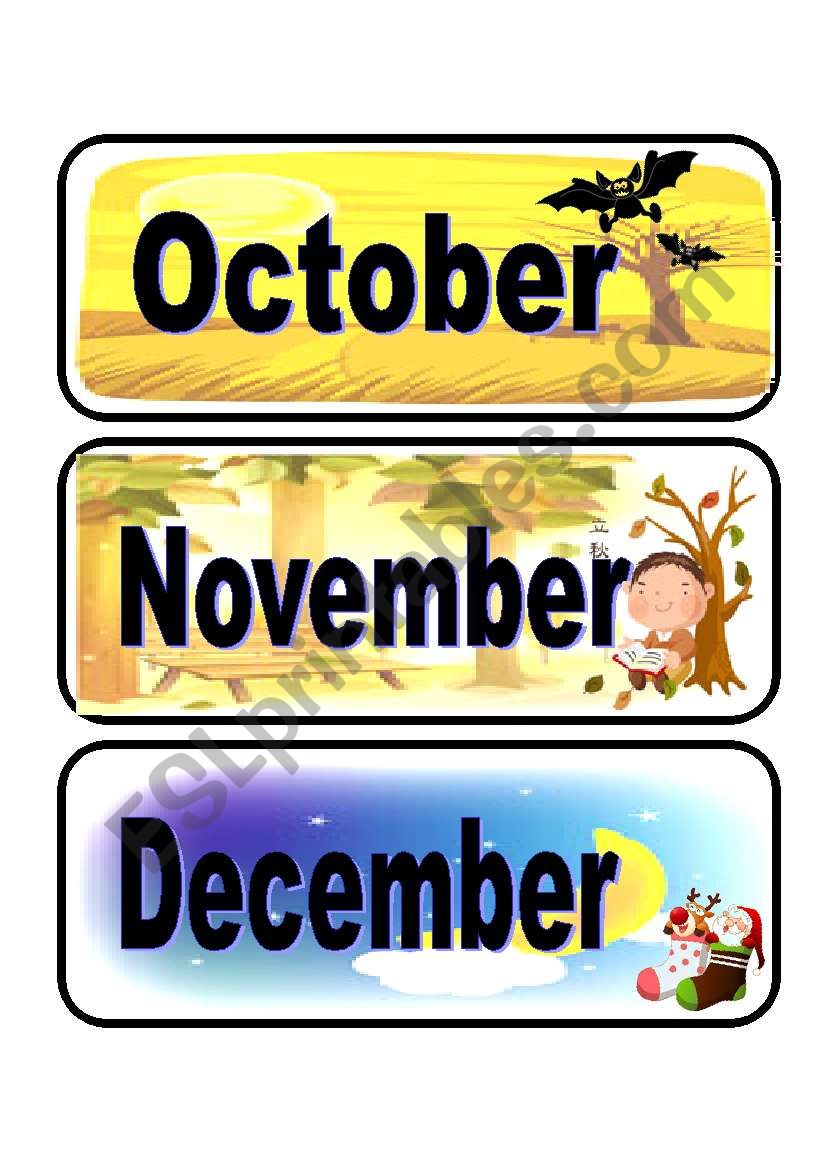 the names of the months (october-november-december)