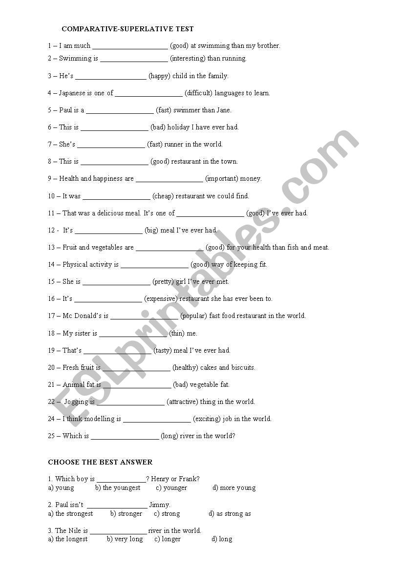 comparative - superlative adjectives