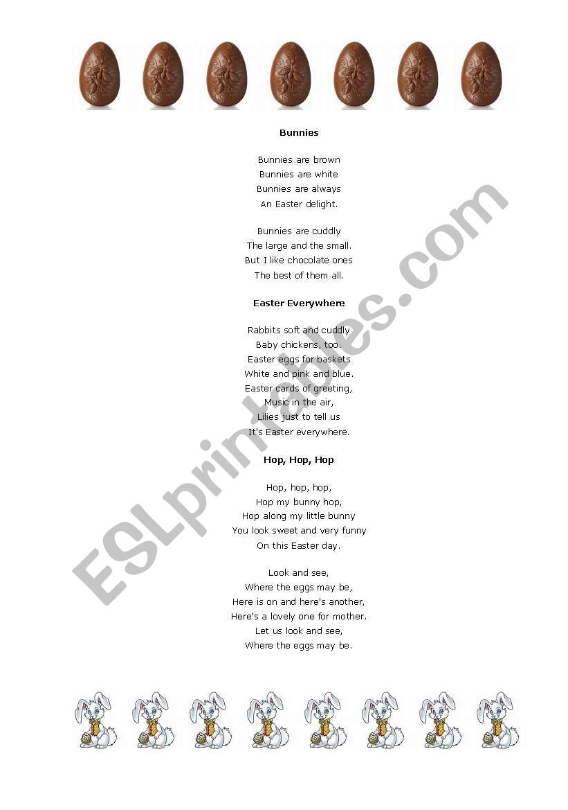 easter poems1 worksheet