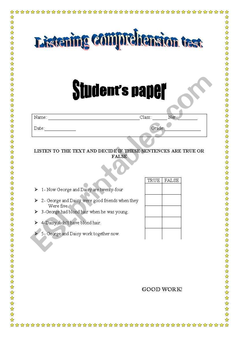 listening comprehension test. 