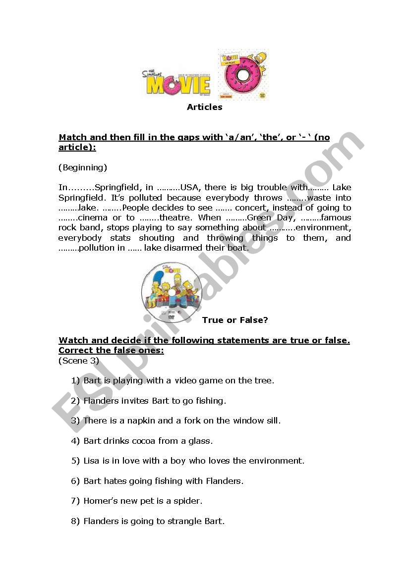 The Simpsons Movie worksheet