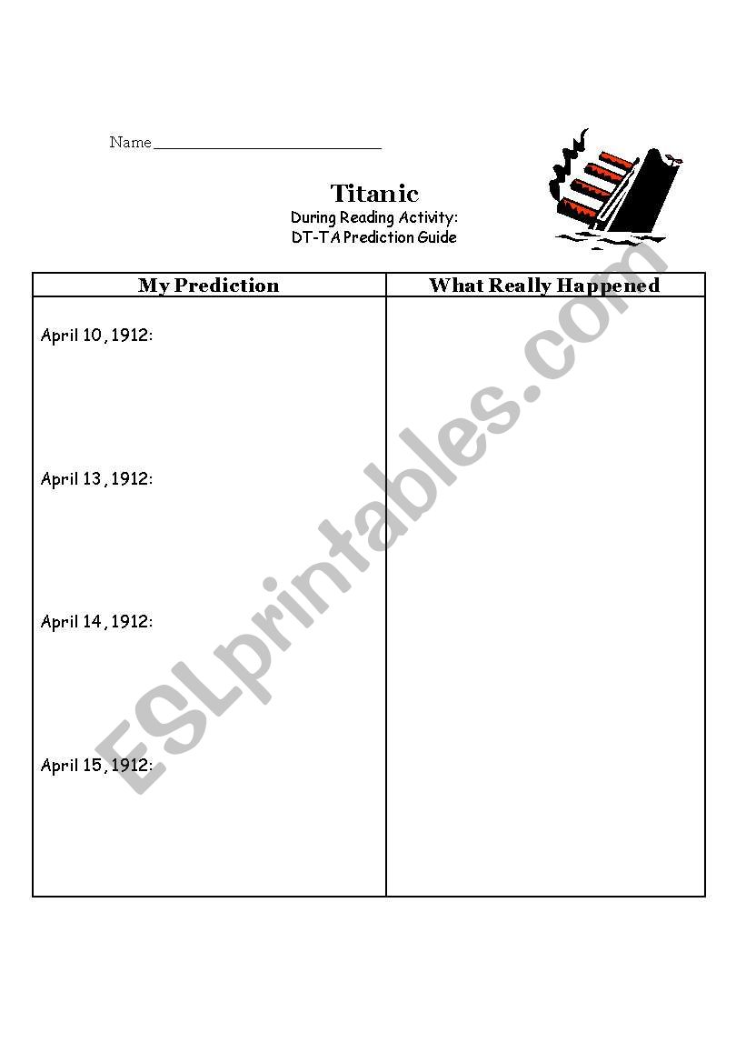 Titanic: Note taking  worksheet