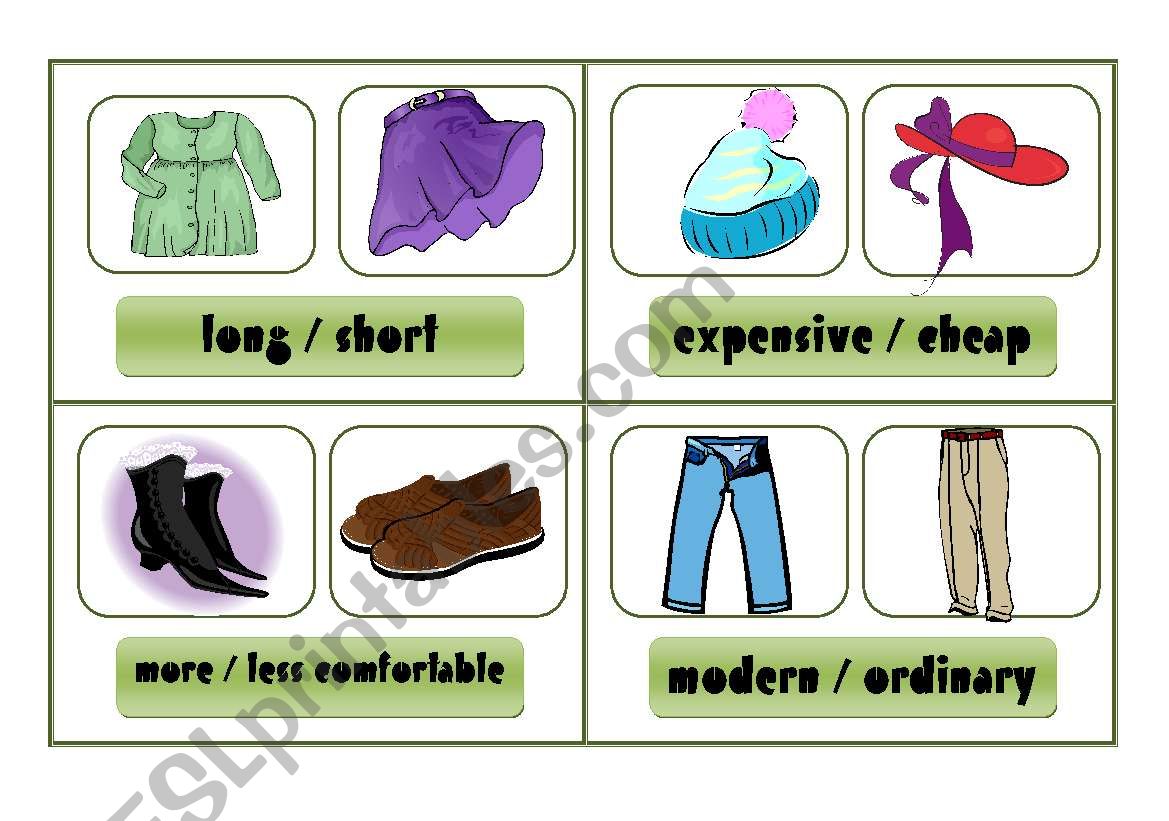COMPARATIVE - speaking cards (clothes)