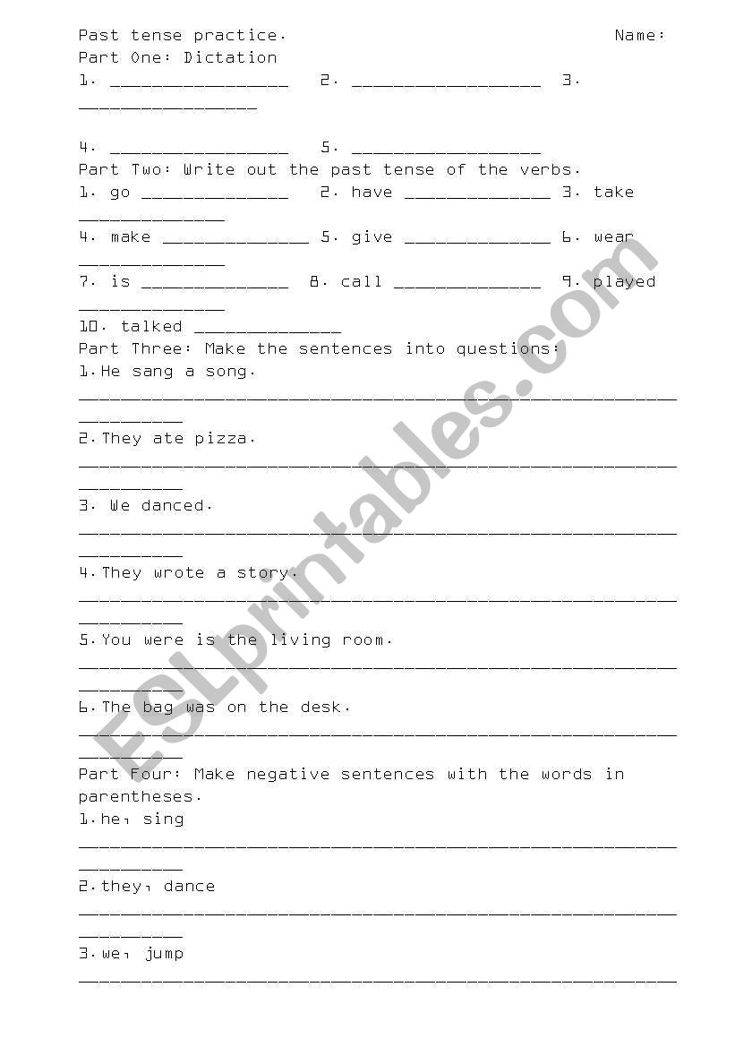 Past Tense  worksheet