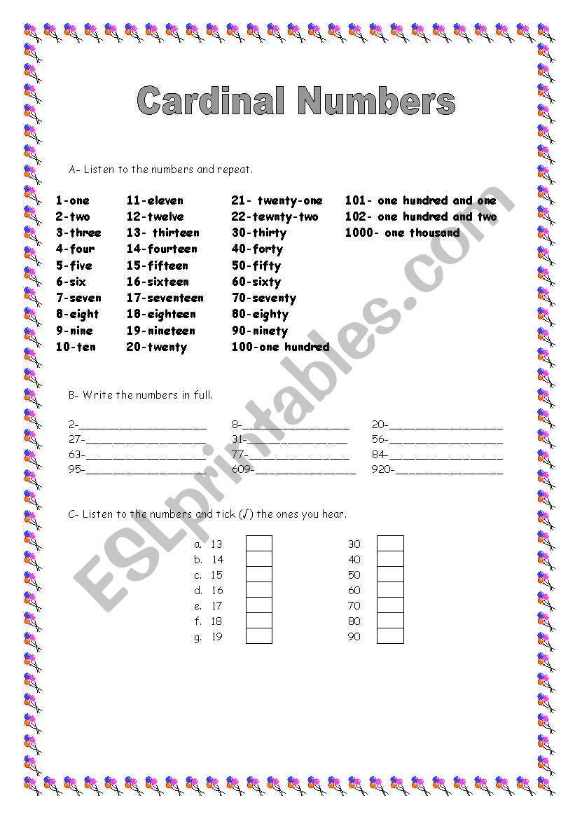 cardinal numbers / telling the age