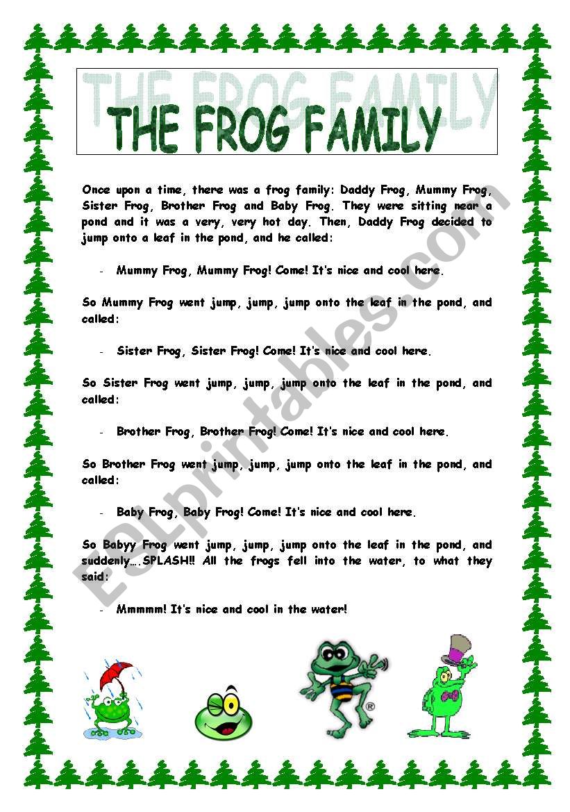 THE FROG FAMILY worksheet