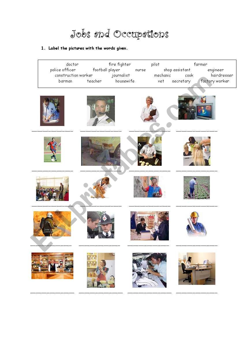 Jobs worksheet