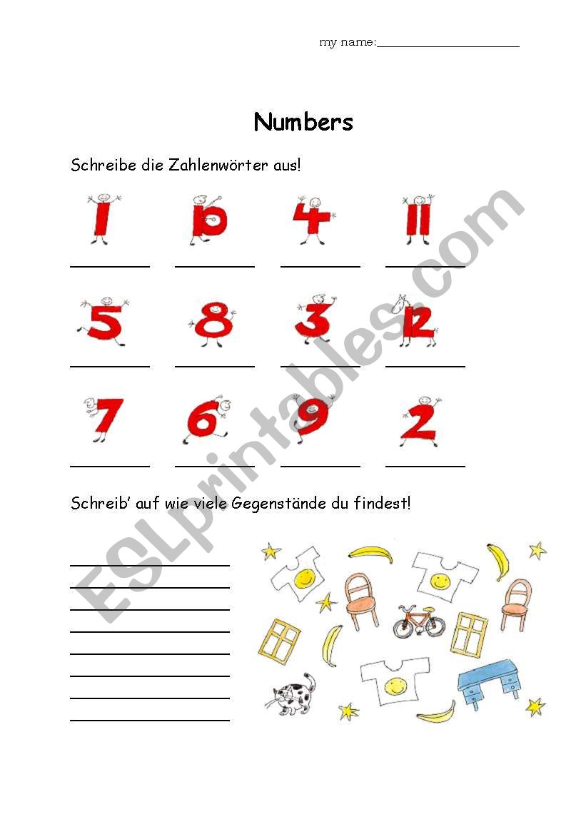 numbers from 1 to 12 worksheet