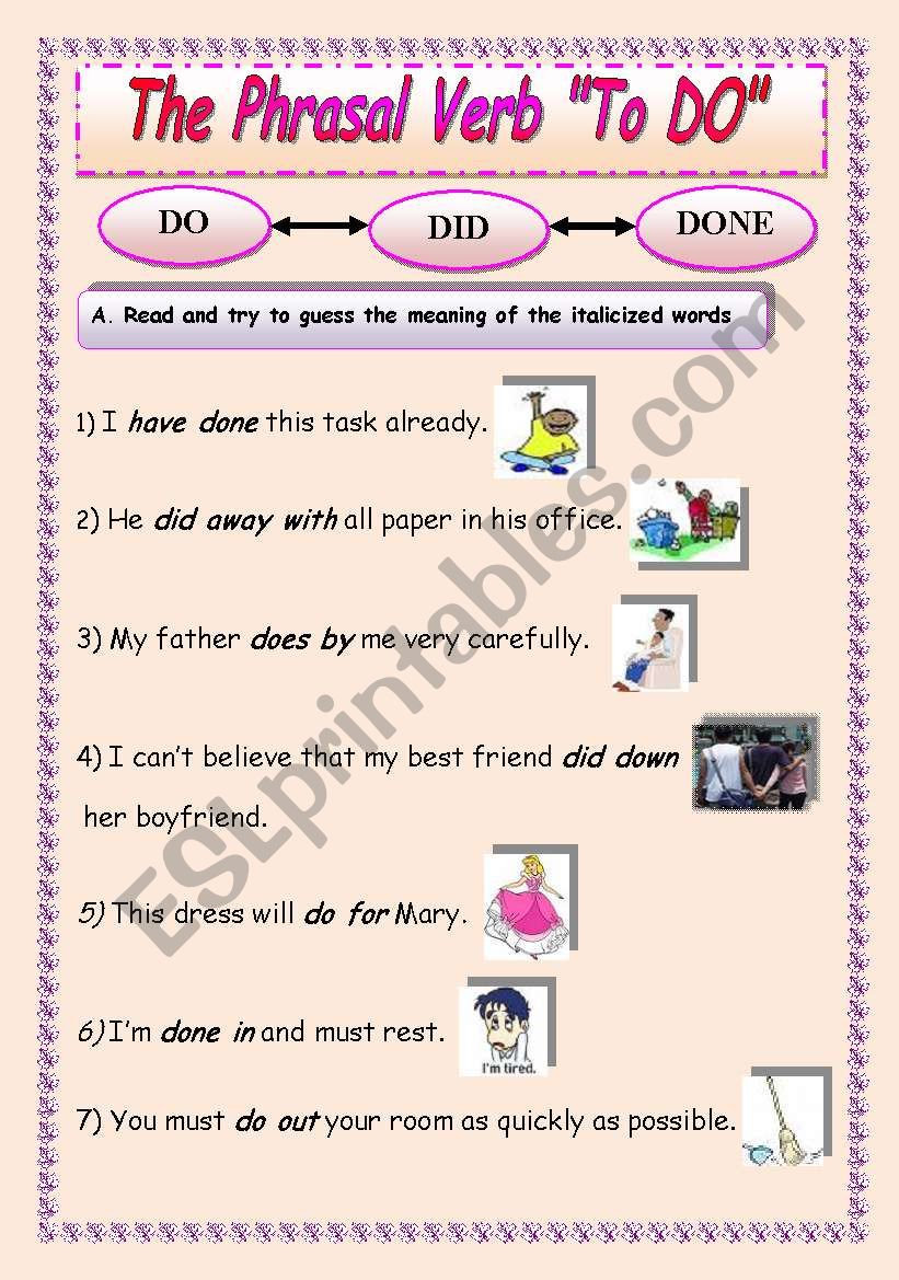 the phrasal verb to do worksheet