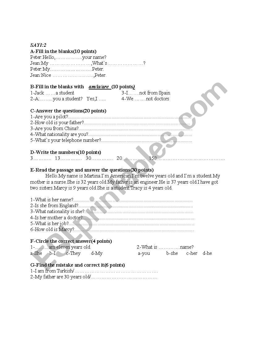 general practise worksheet