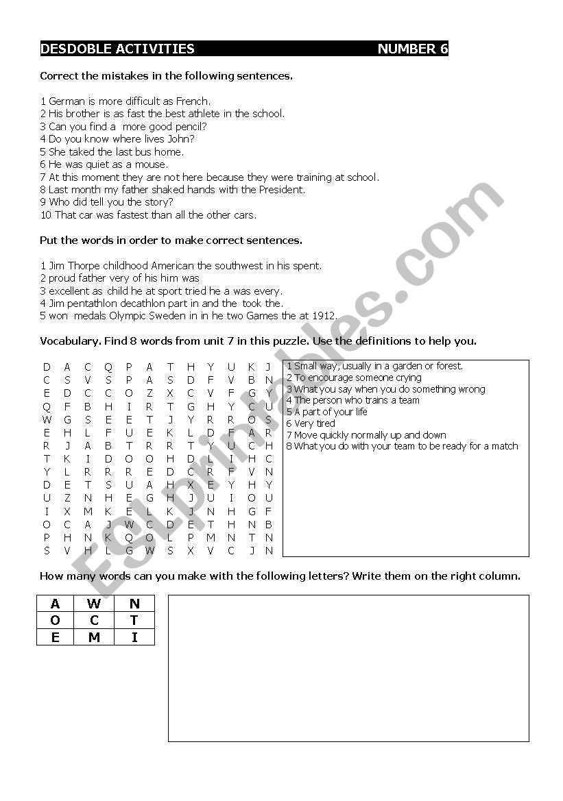 comparatives and more worksheet