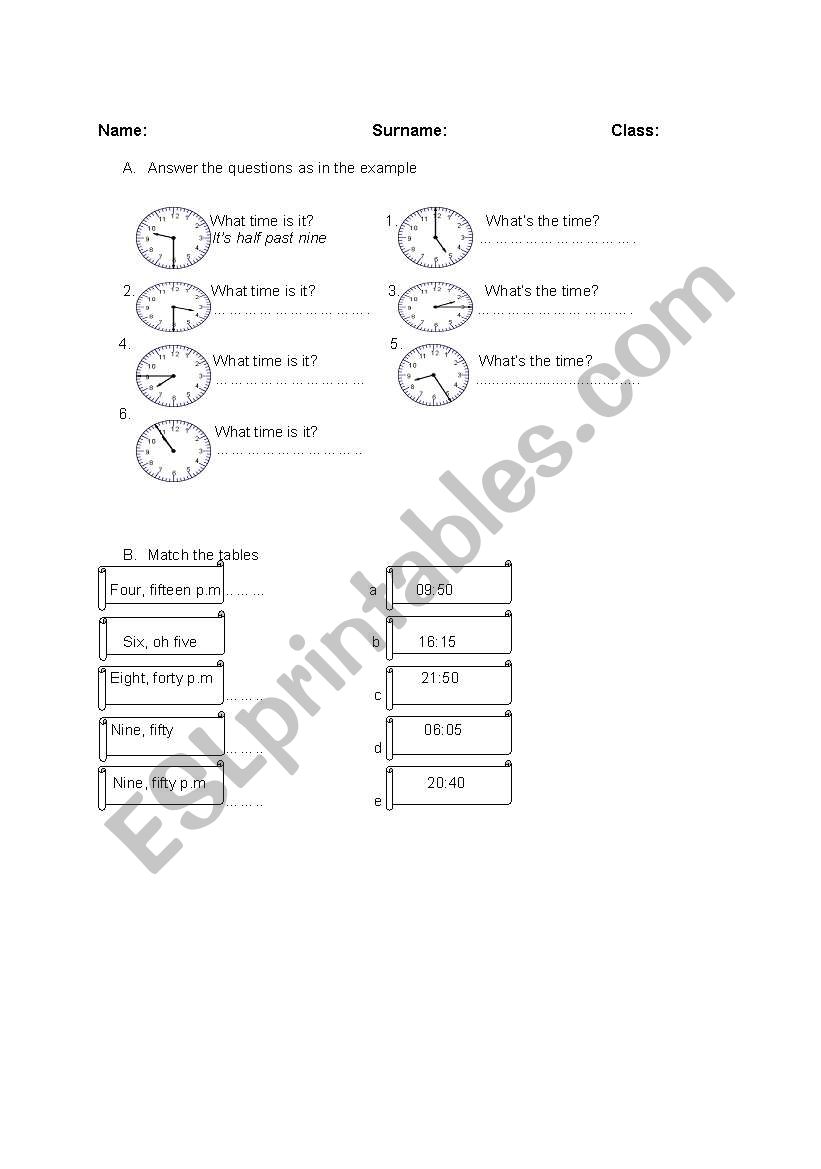 Time worksheet