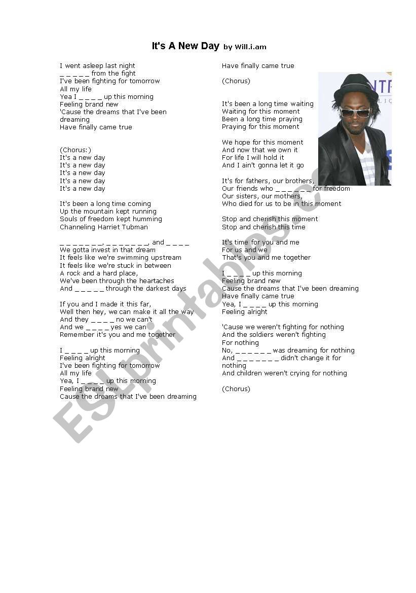 English worksheets It´s a new day