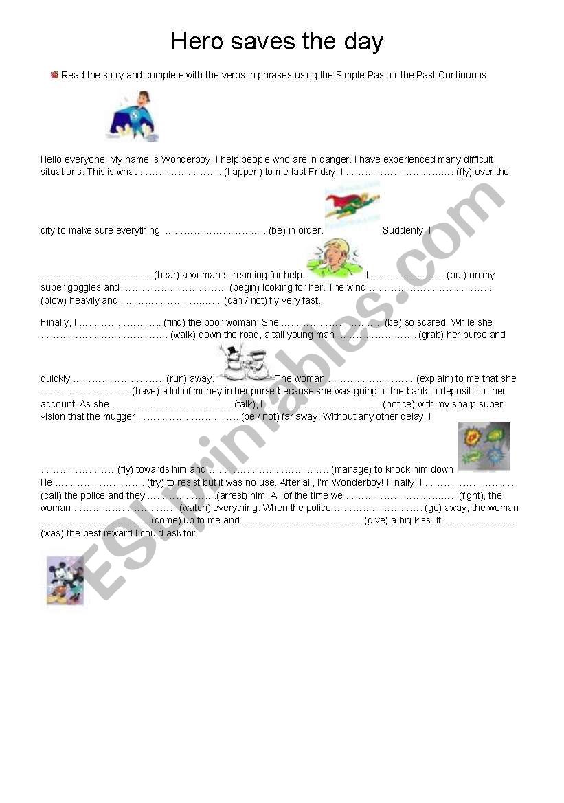 The adventure of Wonderboy worksheet