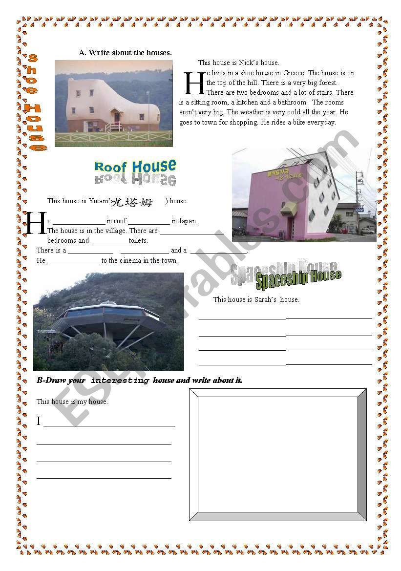 interesting houses worksheet