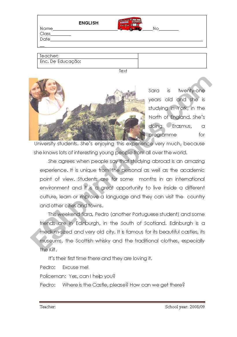 studying abroad worksheet