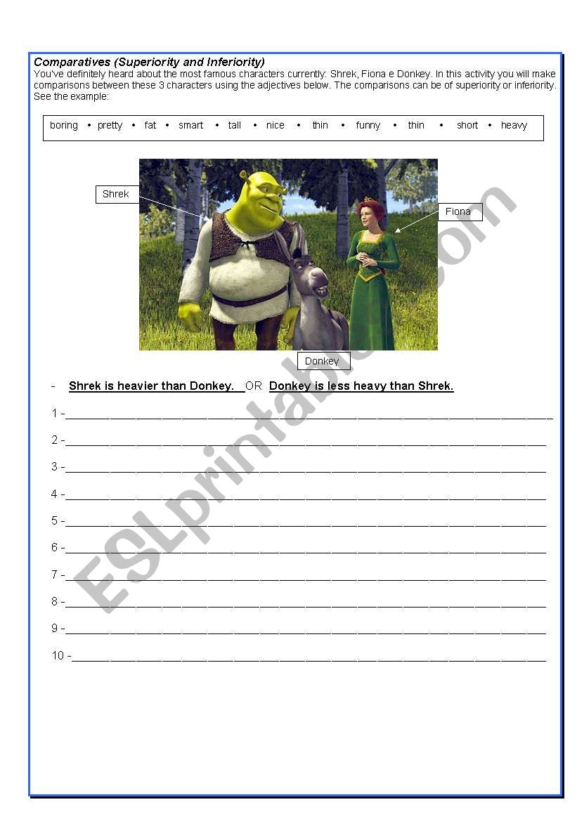 Comparatives worksheet