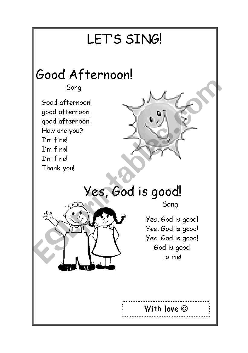 English songs for kids worksheet