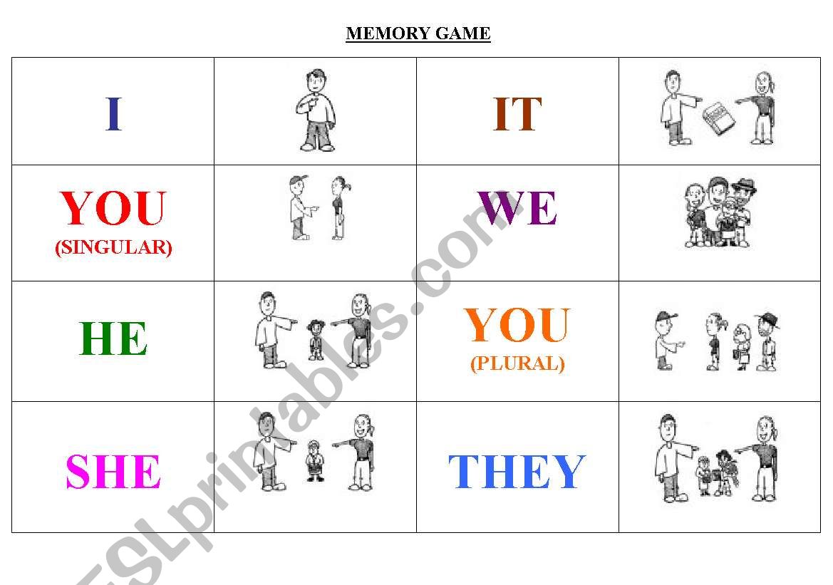 Personal Pronouns - Memory Game