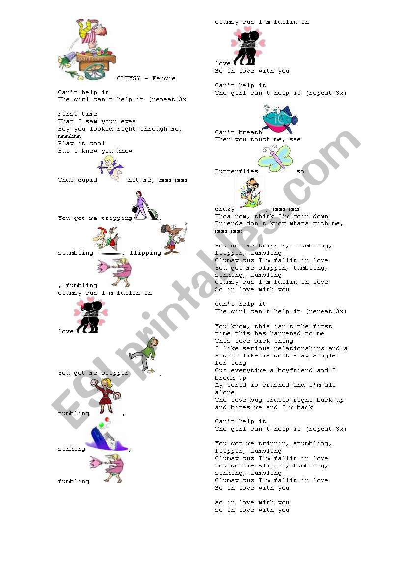 CLUMSY -- Fergie worksheet