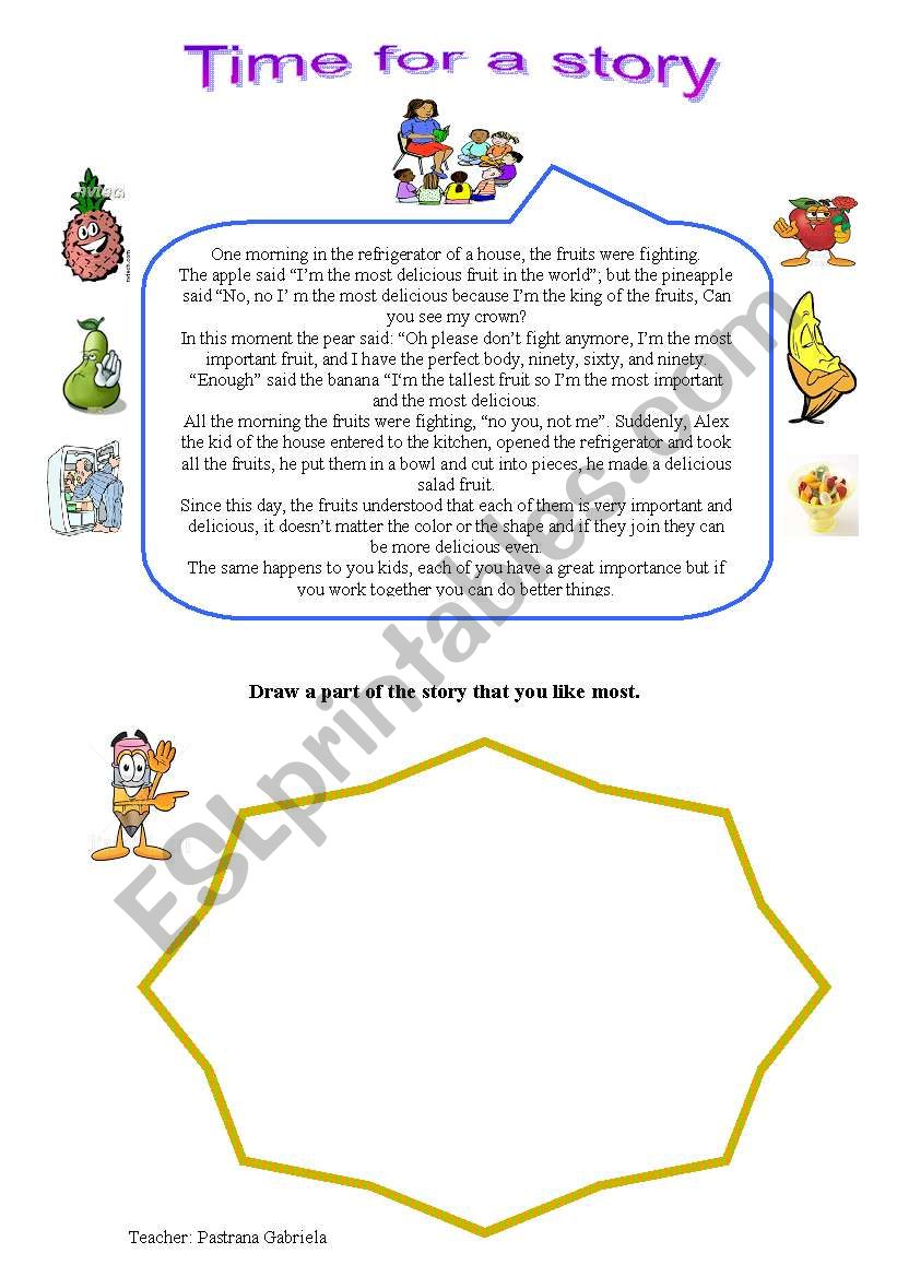 a short story about fruits worksheet