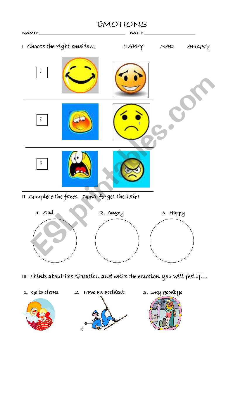 Emotion worksheet worksheet