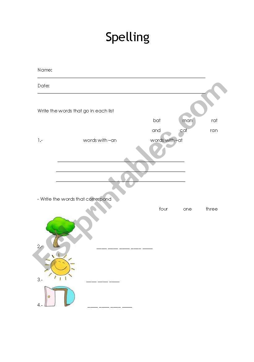 Spelling  worksheet