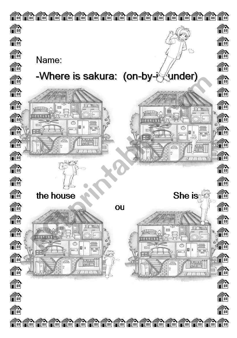 preposition (on,in under,behind) sakura