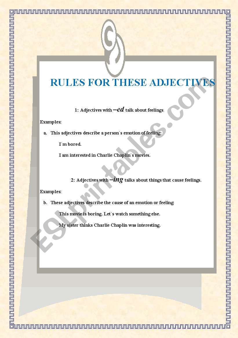 -ed / -ing adjectives worksheet