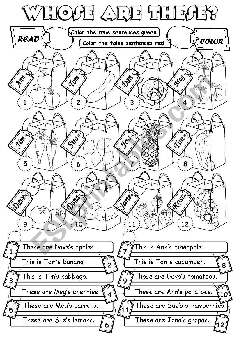 Whose are these? (10) worksheet