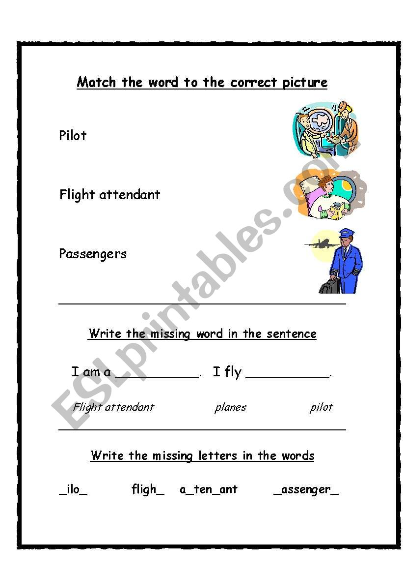 Plane jobs worksheet