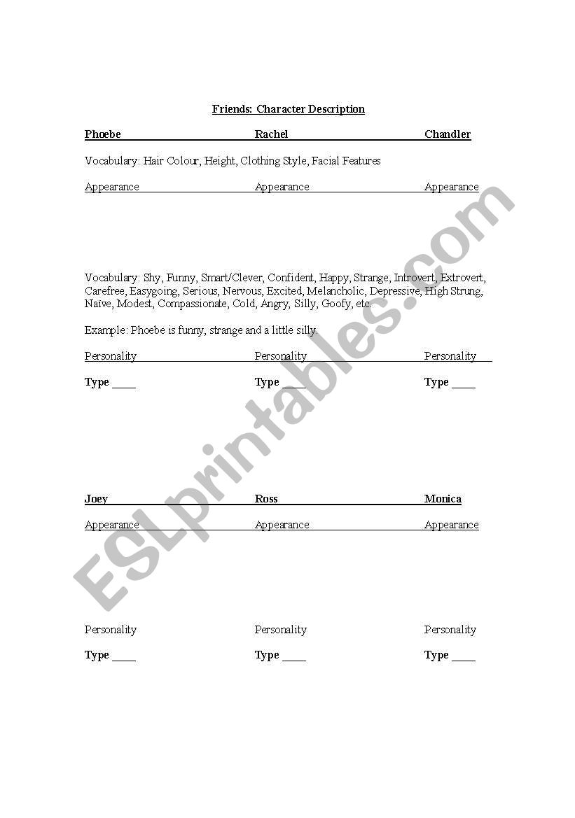 Friends worksheet worksheet