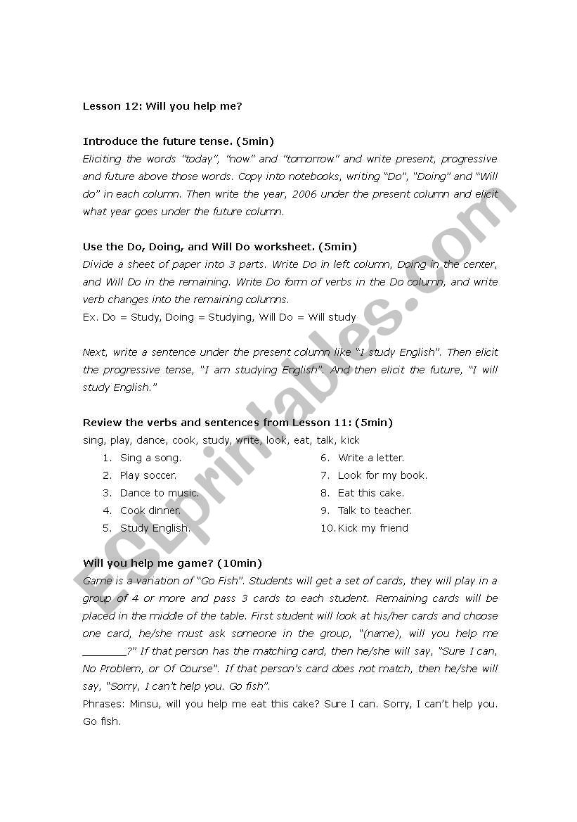 Asking for help with future tense