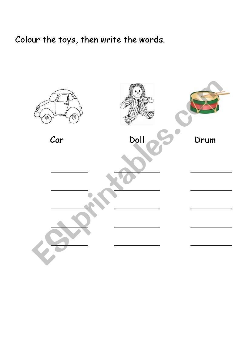Toys worksheet