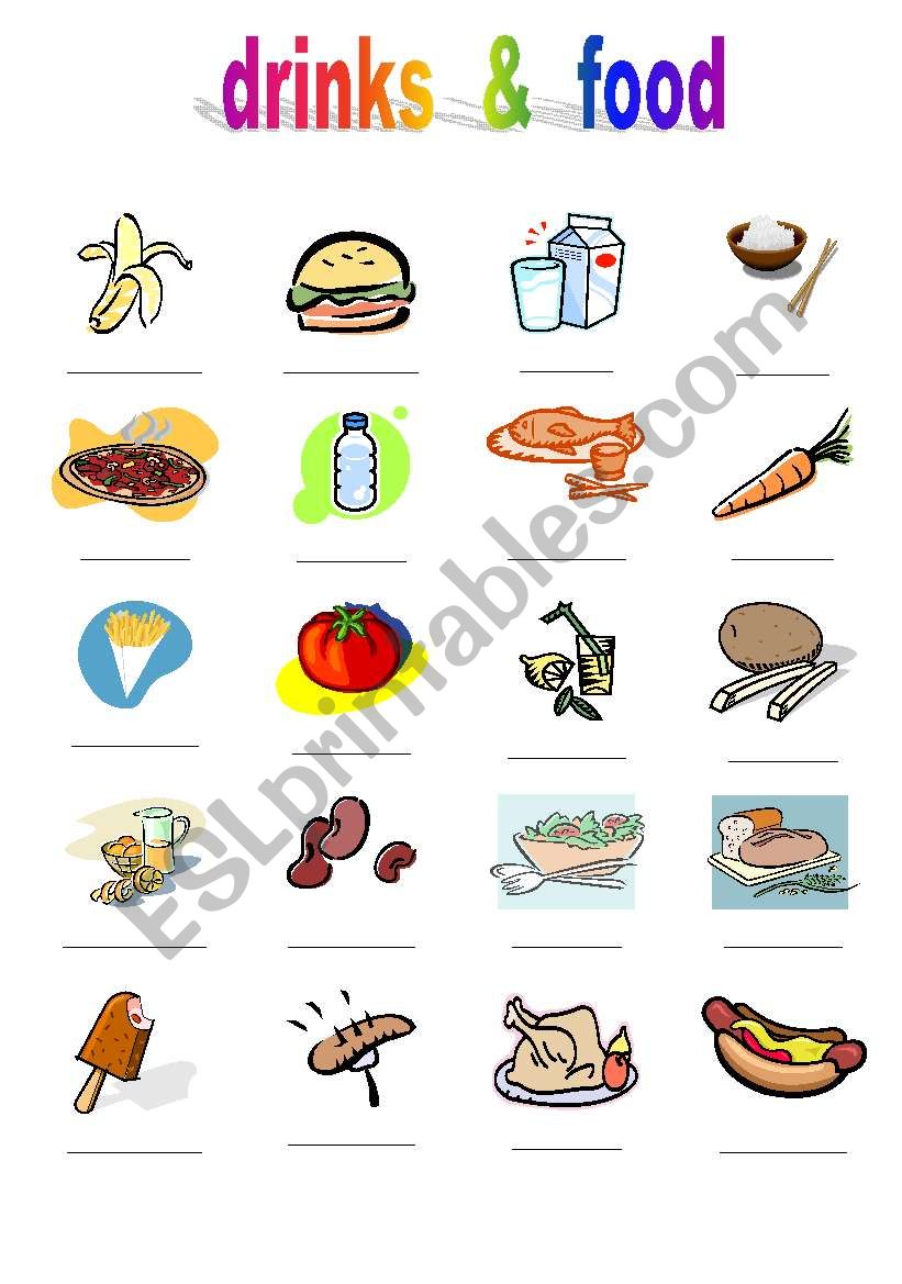 Drinks & food worksheet