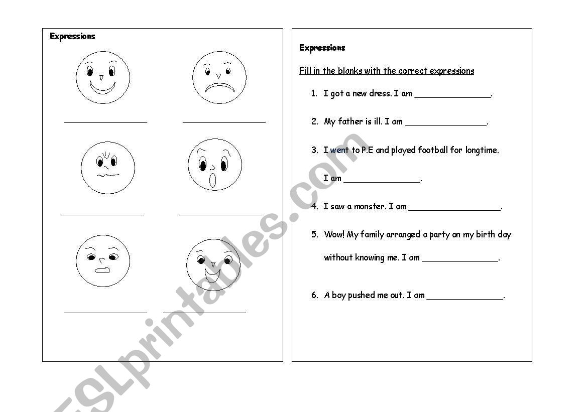 expressions worksheet