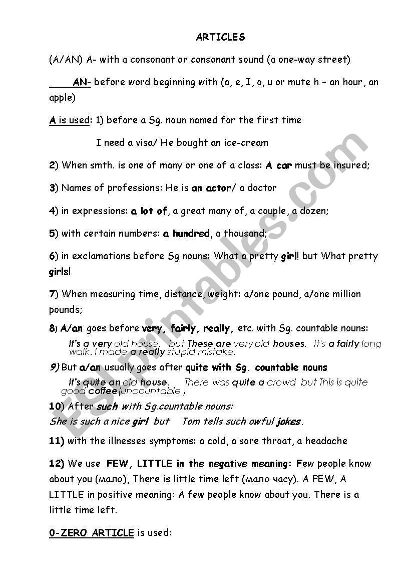 Grammar rules worksheet