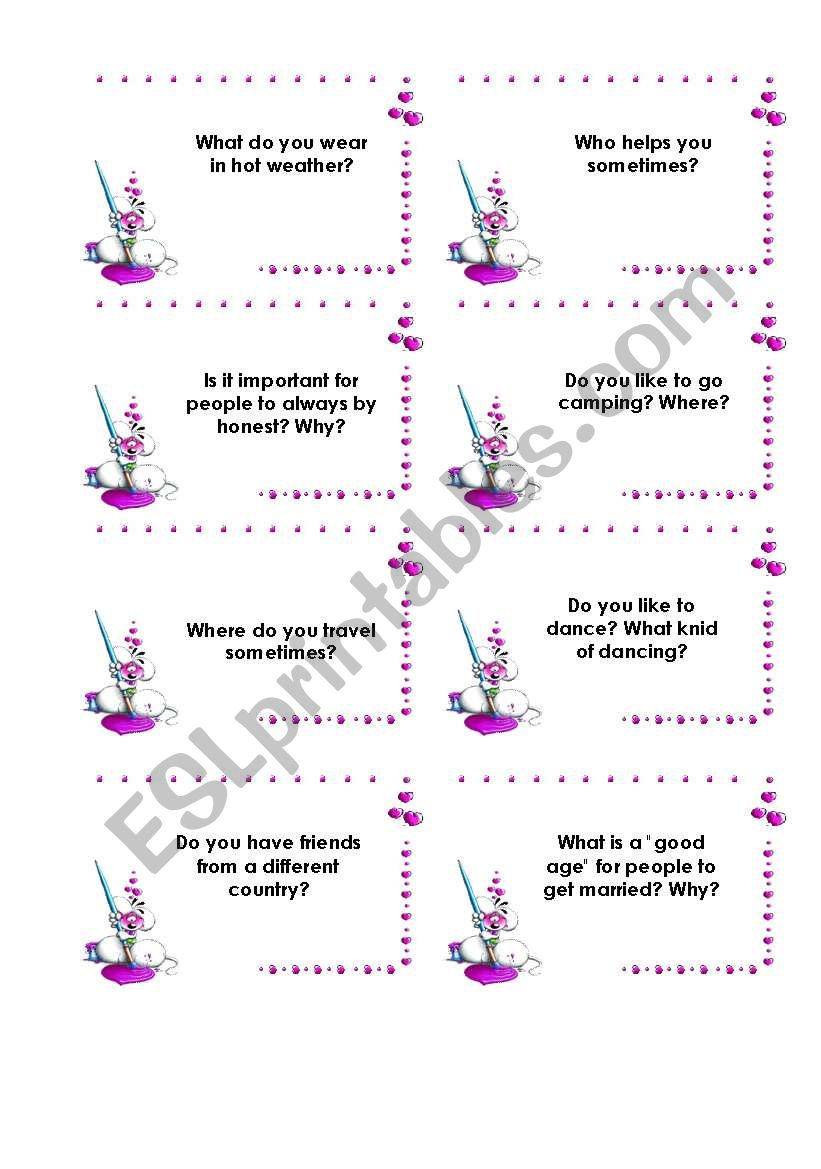 Speaking Cards 1 worksheet